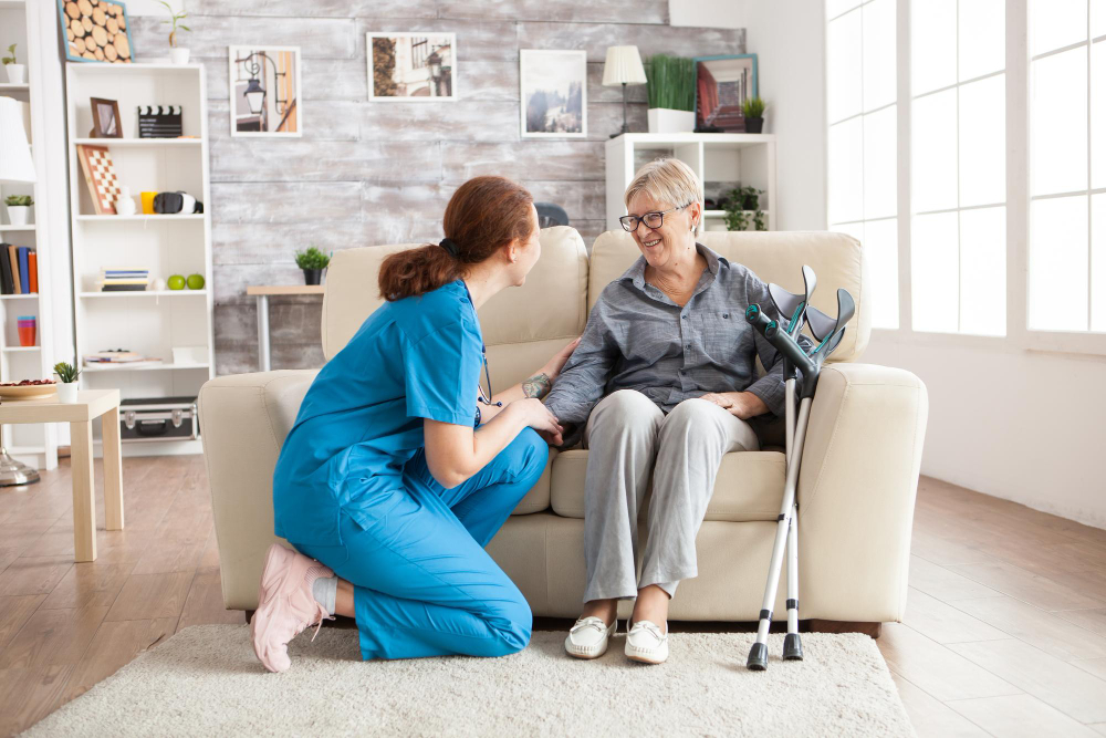 young-female-nurse-wearing-blue-uniform-talking-with-senior-woman-nursing-home